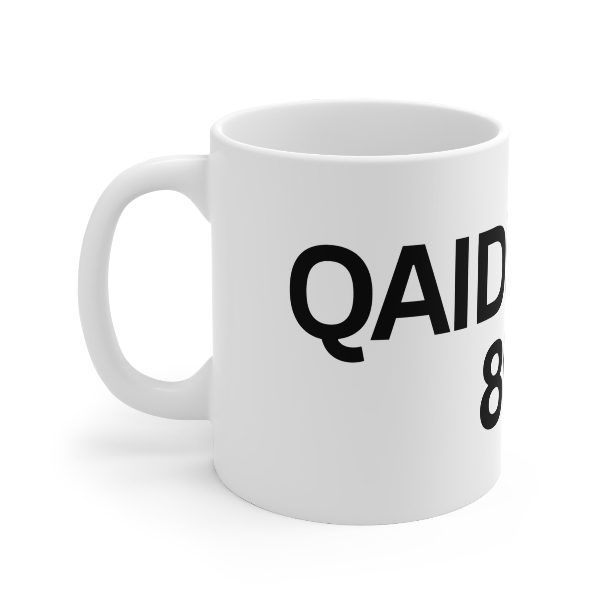 Qaidee No,  804 Ceramic Coffee Mug — Bold Black Text 11oz & 15oz