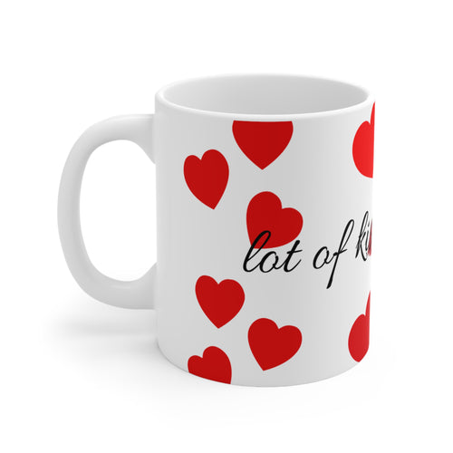 Coffee Mug — "A Lot of Kisses to My" Red Heart Pattern (11oz, 15oz)